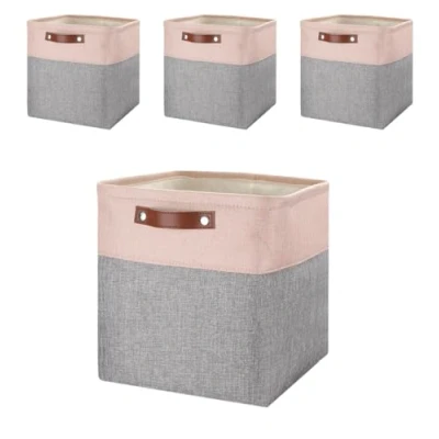 Image of Mangata Kallax Storage Boxes, Set of 4 Fabric Cubes with Handles(33x38x33cm, Grey Pink)