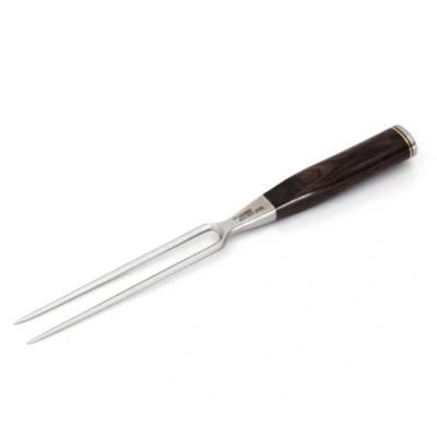 Image of KAI Shun Premier Tim Mälzer Japanese Carving Fork 16.5 cm Tines Corrosion Resistant Professional standard Stainless Steel Medium Brown Pakkawood Made in Japan