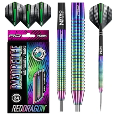 Image of RED DRAGON Razor Edge Spectron 24g Tungsten professional steel darts set with flights and shafts