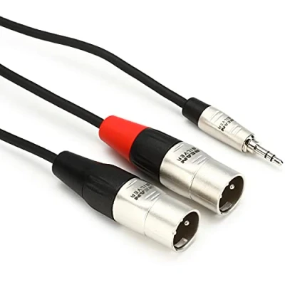 Image of HOSA HMX 003Y Pro Stereo Breakout Cable 3.5mm TRS Male to Dual XLR 3 foot