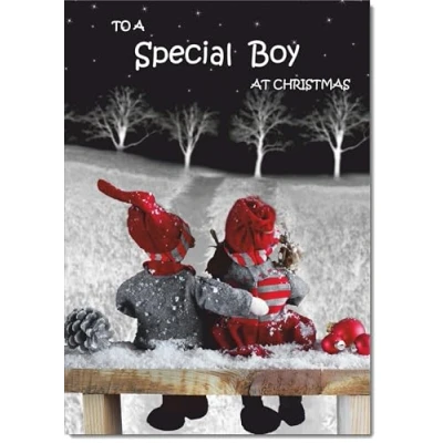 Image of doodlecards Special Boy Christmas Card Couple at Night Medium Size for with Plain Envelope