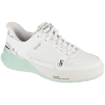 Image of Skechers Sizzle Trainers, Men&#039;s, Size: 9, White/ice blue Leather