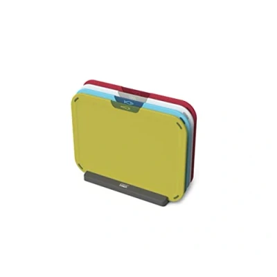 Image of Joseph Duo Icon 4 piece colour coded Chopping Board Set with Storage Stand, Multicolour