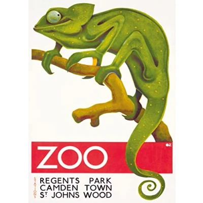 Image of Transport for London Zoo, Chameleon Blank Greeting Card with Envelope