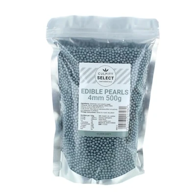 Image of Culpitt Select Edible Pearls Silver 4mm Beads, Cake Sprinkle Decorations for Cakes, Cupcakes, Cookies, Ice Cream, and Desserts 500g