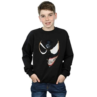 Image of Marvel Boys Venom Split Face Sweatshirt Black 5 6 Years