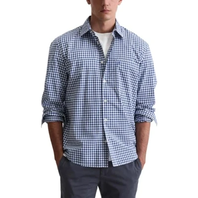Image of Marc O&#039;Polo KENT Collar LONG Sleeves ONE Rectangular Chest Pocket Round HEM Shirt, Men&#039;s, Size: XS, Multi/total eclipse