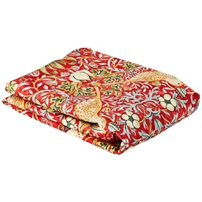 Image of Morris &amp; Co Strawberry Thief Duvet Cover, Percale, Crimson, Double