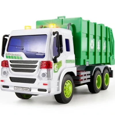 Image of HERSITY Garbage Truck Bin Lorry Toys for 3+ Years Old Boys, Rubbish Trucks Dustcart Toy Cars with Lights and Sounds, Kids Gifts age 4 5 6 Children Girls