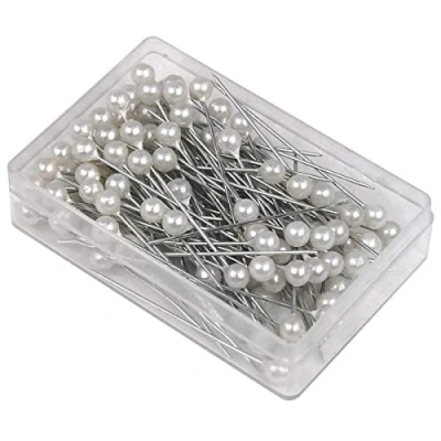 Image of N / A Nigoz 100 X White Round Pearl Headed Pins for Wedding Flowers Buttonholes Corsages Bridal Floral Craft Dressmaking Dressmaker Superiorâ‚Quality and Creative Practical Cost Effective