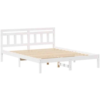 Image of With Headboard White 140 x 200 cm Solid pine wood Vidaxl