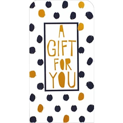 Image of Money Wallet Gift Card &amp; Envelope Black Spots Gold Metallic Text 7&quot; x 3.5&quot;