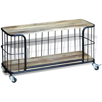 Image of vidaXL TV Media Cabinet Stand Solid Mango Wood 100x40x45 cm Home Decor Living Room