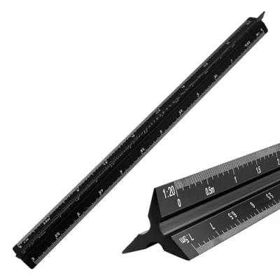 Image of GALAMAX Architectural Scale Ruler, Aluminum Triangular Ruler Standard Metric 1:20, 1:25, 1:50, 1:75, 1:100, 1:125, Metal 30cm for Architects, Students, Draftsman &amp; Engineers Black