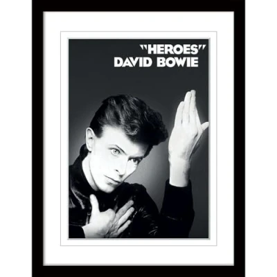Image of David Bowie Heroes Mounted Print (40cm x 30cm) (Black/White)