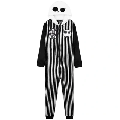 Image of Disney The Nightmare Before Christmas Boys Fleece Onesie with Hood Cosy Loungewear Gifts for (Black/White, 13 14 Years)