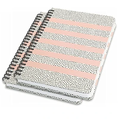 Image of SIGEL JN600 Spiral notebook basic, A5, dotted, hard cover, polka dot pattern, Pink/Black/White, 2 Pieces Jolie