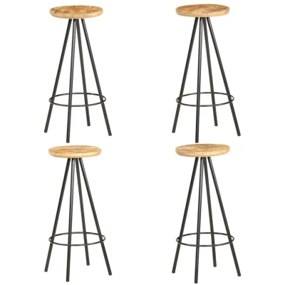 Image of vidaXL Bar Stools 4 pcs Rough Mango Wood