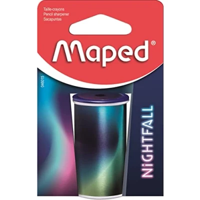 Image of Maped Metal Can Pencil Sharpener with 1 Hole for Standard Pencils Recyclable Packaging, Blue