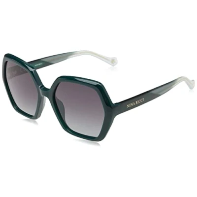 Image of Nina Ricci Women&#039;s SNR356 Sunglasses, Shiny Dark Green, 57