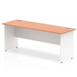 Image of Impulse Panel End 1800/600 Rectangle Desk Beech Top White TT000105