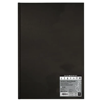 Image of Daler Rowney Ebony 160gsm A3 Lightly Textured Portrait Hardback Sketchbook, Perfect Bound, 54 White Sheets, Ideal for Professional Artists &amp; Students