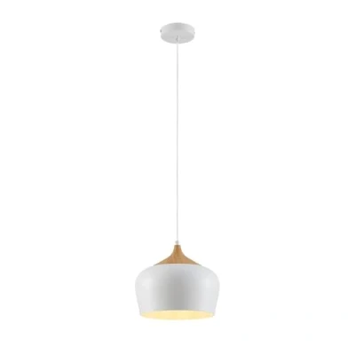 Image of Lindby Vilsera hanging light in white, wood detail