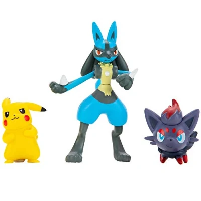 Image of Pokemon Battle Figure Set Comes with Pikachu, Zorua, Lucario