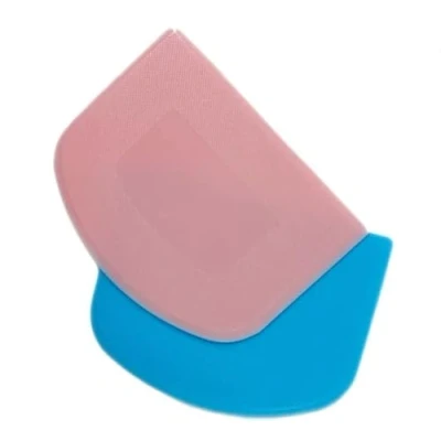 Image of 2 Pcs Dough Scraper Dual Sided,Dough Cutter,Bench Scraper,Kitchen Scraper,Bread Cutter, Cake Scraper, Pastry Cutters for Baking, Flexible and Food Grade Plastic Bowl Bread Pink Blue