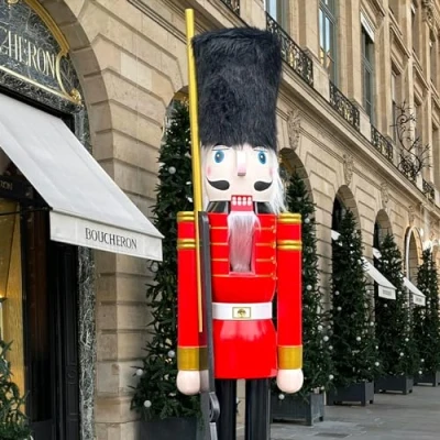 Image of CDL 180cm Tall Life Size Large/Giant Christmas Wooden Nutcracker Soldier Ornament On Stand Carry Ceremonial Gun For Indoor Outdoor Xmas/Event/Ceremonies/Commercial Decoration(6 Feet, Red K07)