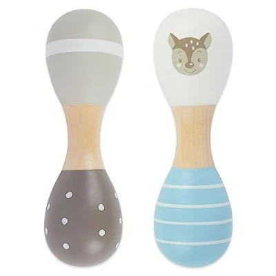 Image of Bieco Baby Rattle Deer Set of 2 19 cm Maracas Toys for Babies 0 6 Months Montessori rattles Wooden