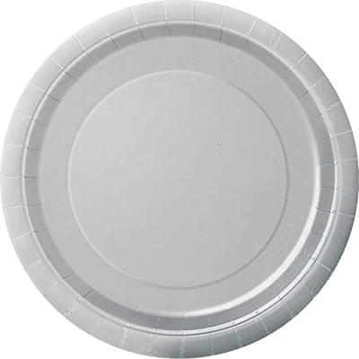 Image of Unique 3345EU Eco Friendly Paper Plates 23 cm Silver Colour 8 Count (Pack of 1), Pack