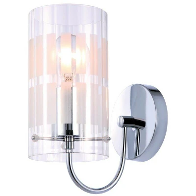 Image of Italux Lighting Modern Wall Lamp Chrome 1 Light with Clear Shade, E27