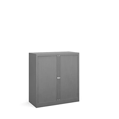 Image of Mr Office Bisley systems storage low tambour cupboard 1000mm high goose grey