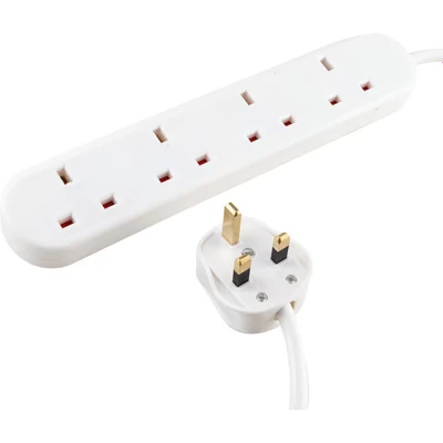 Image of connektgear 2m Male Mains Power PDU 4 Gang UK Socket Extension Block