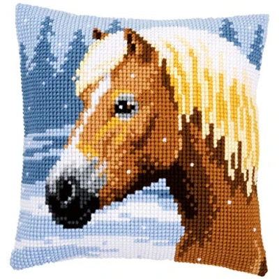 Image of Vervaco Cross Stitch Cushion Kit: Horse &amp; Snow, Cotton, NA, 40 x 40cm