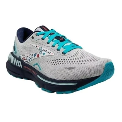 Image of Brooks Men’s Adrenaline GTS 23 Supportive Running Shoe, Grey/Blue/Red, 13 UK