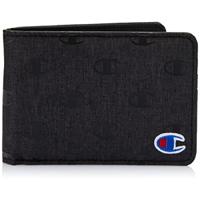 Image of Champion unisex adult Graphic Bi Fold Wallet, Washed Black, One Size UK