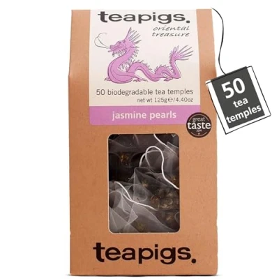 Image of Teapigs Jasmine Pearls Tea Bags Made With Whole Leaves(1 Pack of 50 Bags)
