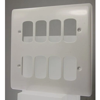 Image of Legrand Synergy 7301 83 White Moulded 8 Module Grid Switch Front Plate