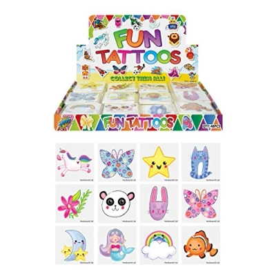 Image of Henbrandt 24 x Cute Temporary Tattoos Children&#039;s Birthday Loot Party Bag Filler