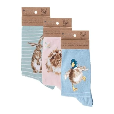 Image of Wrendale Designs &#039;Hare And The Bee&#039;, Grinny Pig&#039;, A Waddle Quack&#039; Socks Bundle