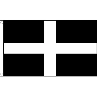 Image of 3ft x 2ft (90 60 cm) Cornwall Cornish St Piran County 100% Polyester Material Flag Banner Ideal For Pub Club School Festival Business Party Decoration