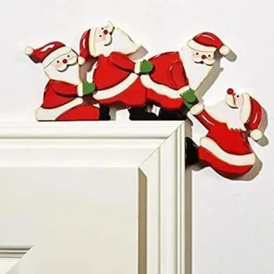 Image of srn Christmas Santa Claus Door Frame Decorations Angel Corner Sign Decor Elk Ornament,Funny Cartoon Window Ornament