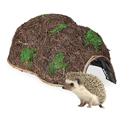 Image of Relaxdays Hedgehog House, without Floor, Igloo Entrance, Wildlife, Protect, Hibernate, Hutch, HxWxD: 21x32x48 cm, Brown, Plant fibre, 21 x 32 48 cm