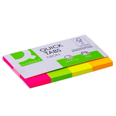 Image of Q Connect Quick Tabs, 20 x 50 mm, Neon, Pack of 200