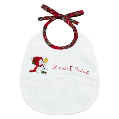 Image of Filet Baby Bavaglino Fantasia Natalizia Christmas bib to Embroider, White, One Size
