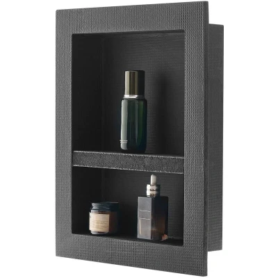 Image of VEVOR Shower Niche, 16 x 20 4 inch Recessed Wall Niche with Movable Divider Shelf, Modern Soap &amp; Shampoo Storage Organizer, Square Corners, Sealed Waterproof Design, Black for Bathroom