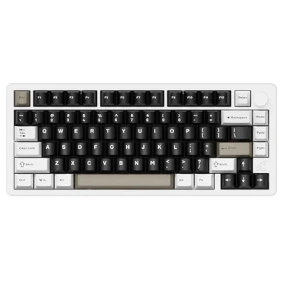 Image of ATTACK SHARK X86 Wireless Mechanical Keyboard, 75% Gaming Keyboard All Aluminium CNC, RGB Backlit Gasket Hot Swap Custom with Knob, BT/2.4G/USB C Wired Creamy for Mac/Win Milk White