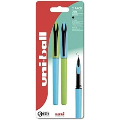 Image of uni ball UBA 188E M Air Micro 2pc Blister Blue/Green Plastic Free Packaging